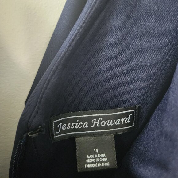 Jessica Howard Navy Blue Long Peplum Gown MOB/MOG/Prom - Picture 3 of 4